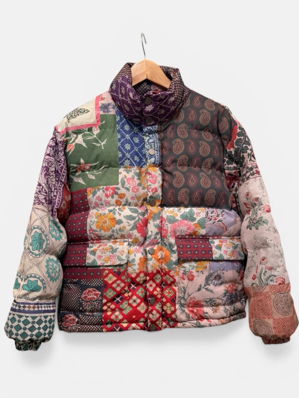 Found by Free People Mixed Print Garden Puffer Women’s XS - Picture 2 of 15